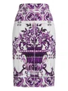 Dolce & Gabbana Maiolica Print Stretch Silk Skirt