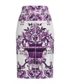 Dolce & Gabbana Maiolica Print Stretch Silk Skirt In Purple
