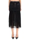 Dolce & Gabbana Black Skirt With Pleated Design And Drawstring Waist In Silk Blend Stretch Woman In Black