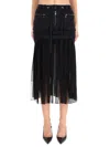 Dolce & Gabbana Black Skirt With Pleated Design And Drawstring Waist In Silk Blend Stretch Woman In Black
