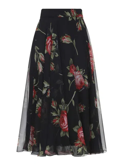 Dolce & Gabbana Silk Midi Skirt In Black
