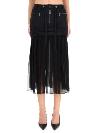 Dolce & Gabbana Silk Midi Skirt In Black