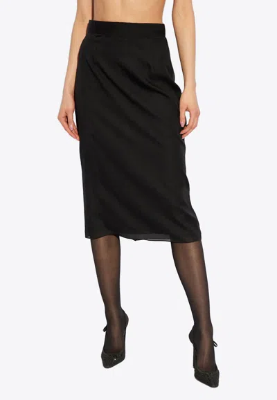 Dolce & Gabbana Silk Midi Skirt In Black