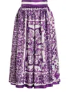 Dolce & Gabbana Women Silk Skirt With Maiolica Print In Multi