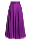Dolce & Gabbana Silk Chiffon Midi Skirt In Purple