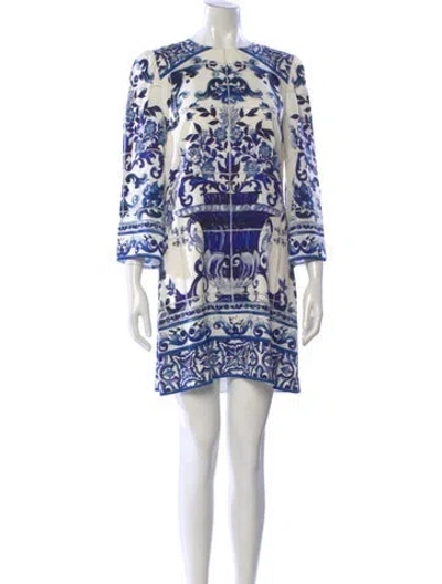 Pre-owned Dolce & Gabbana Silk Mini Dress In Blue