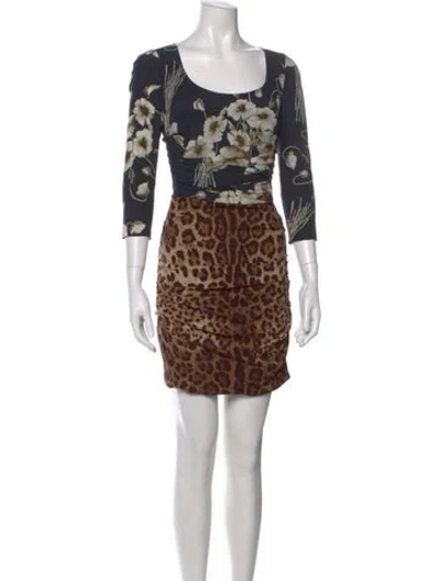 Pre-owned Dolce & Gabbana Silk Mini Dress In Blue