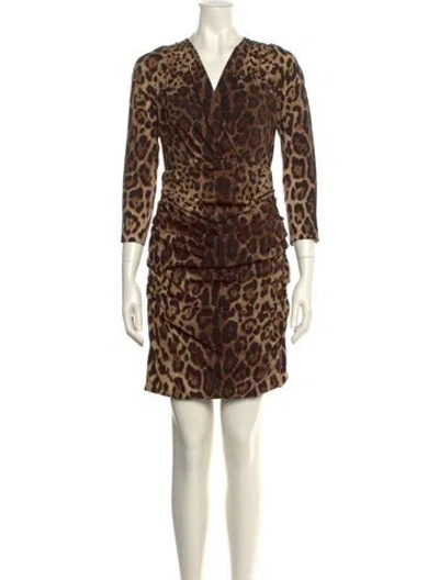 Pre-owned Dolce & Gabbana Silk Mini Dress In Brown
