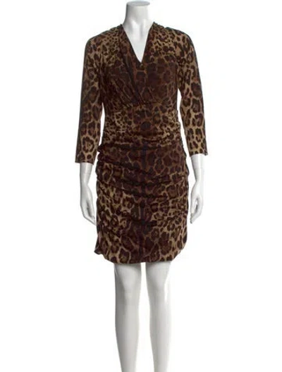 Pre-owned Dolce & Gabbana Silk Mini Dress In Brown