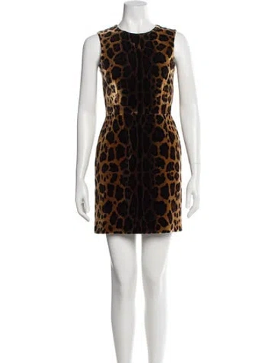 Pre-owned Dolce & Gabbana Silk Mini Dress In Brown