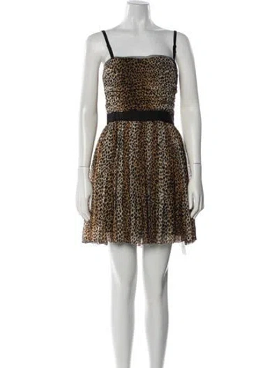 Pre-owned Dolce & Gabbana Silk Mini Dress In Brown