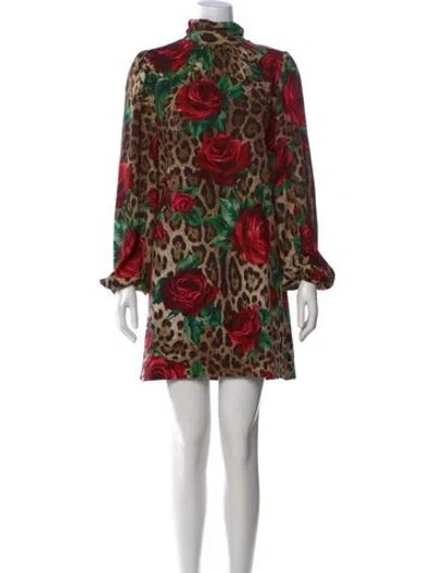 Pre-owned Dolce & Gabbana Silk Mini Dress In Brown