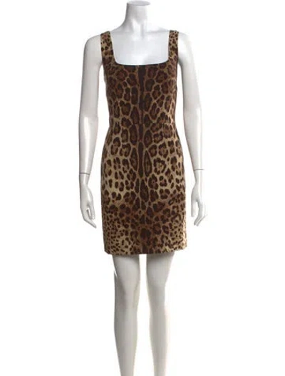 Pre-owned Dolce & Gabbana Silk Mini Dress In Brown