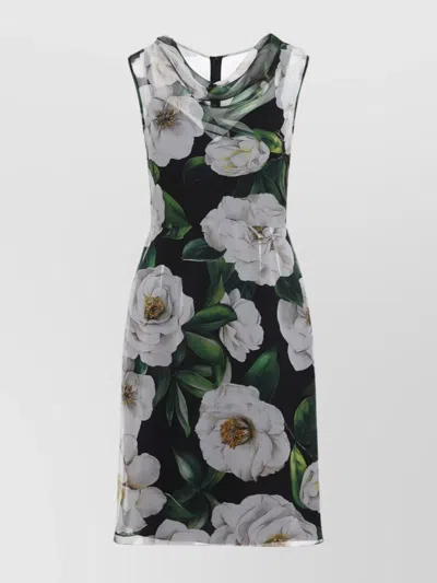 DOLCE & GABBANA SILK MINI DRESS GARDENIA PRINT