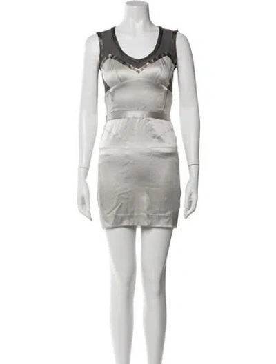 Pre-owned Dolce & Gabbana Silk Mini Dress In Gray