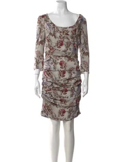 Pre-owned Dolce & Gabbana Silk Mini Dress In Gray