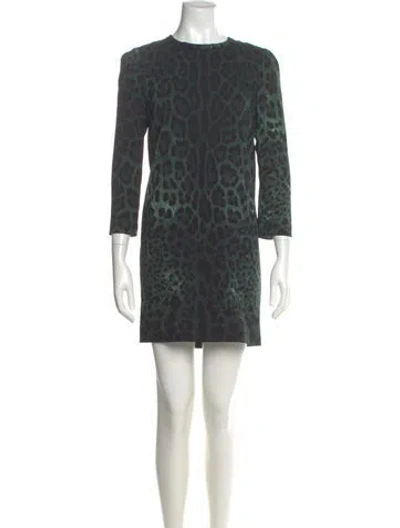 Pre-owned Dolce & Gabbana Silk Mini Dress In Green