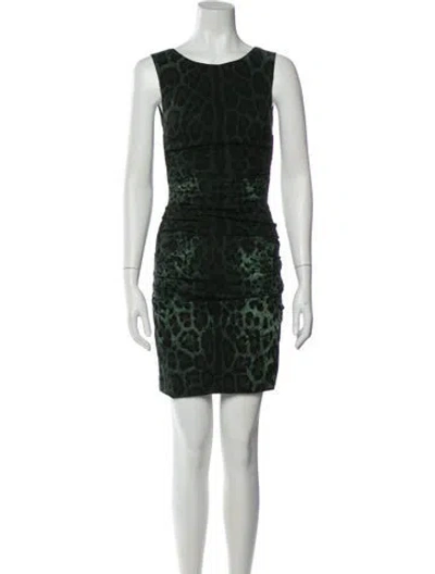 Pre-owned Dolce & Gabbana Silk Mini Dress In Green