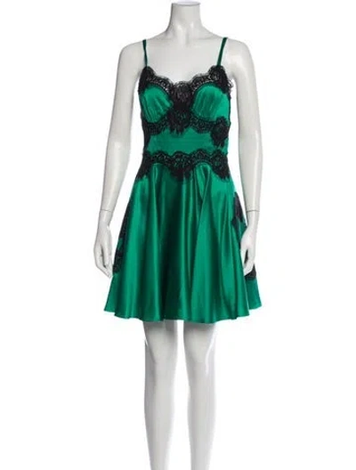 Pre-owned Dolce & Gabbana Silk Mini Dress In Green