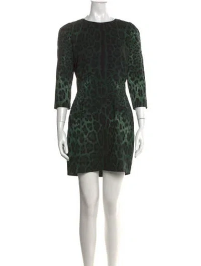 Pre-owned Dolce & Gabbana Silk Mini Dress In Green