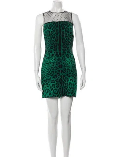 Pre-owned Dolce & Gabbana Silk Mini Dress In Green