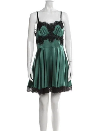 Pre-owned Dolce & Gabbana Silk Mini Dress In Green