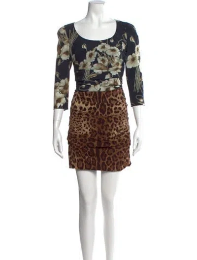Pre-owned Dolce & Gabbana Silk Mini Dress In Neutral