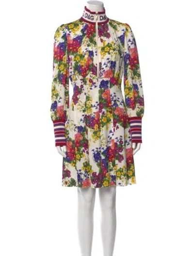Pre-owned Dolce & Gabbana Silk Mini Dress In Neutral