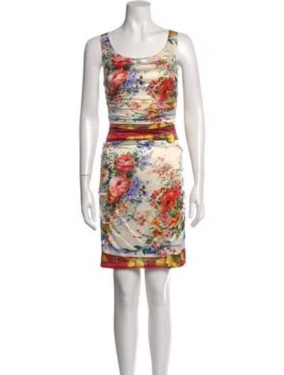 Pre-owned Dolce & Gabbana Silk Mini Dress In Neutral