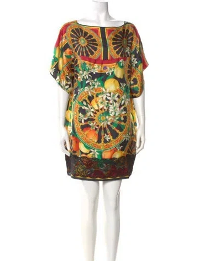 Pre-owned Dolce & Gabbana Silk Mini Dress In Orange