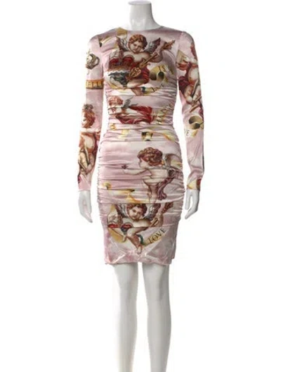 Pre-owned Dolce & Gabbana Silk Mini Dress In Pink