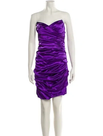Pre-owned Dolce & Gabbana Silk Mini Dress In Purple