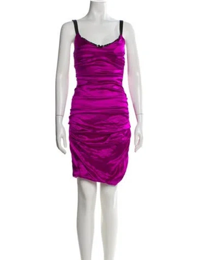 Pre-owned Dolce & Gabbana Silk Mini Dress In Purple