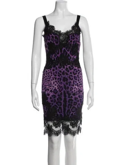 Pre-owned Dolce & Gabbana Silk Mini Dress In Purple