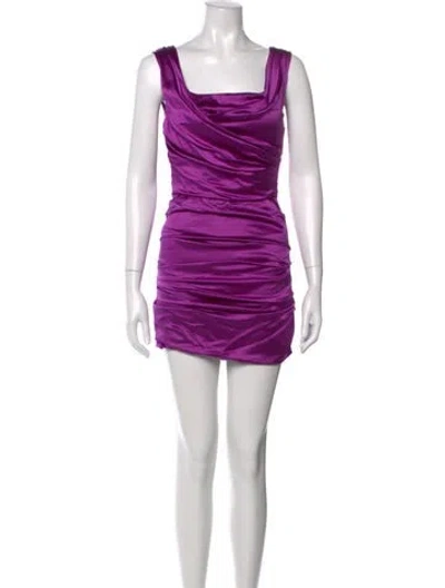 Pre-owned Dolce & Gabbana Silk Mini Dress In Purple