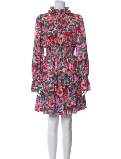 Pre-owned Dolce & Gabbana Silk Mini Dress W/ Tags In Pink