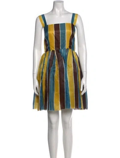 Pre-owned Dolce & Gabbana Silk Mini Dress W/ Tags In Yellow