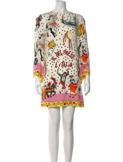 Pre-owned Dolce & Gabbana Silk Mini Dress In White