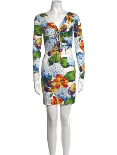 Pre-owned Dolce & Gabbana Silk Mini Dress In White