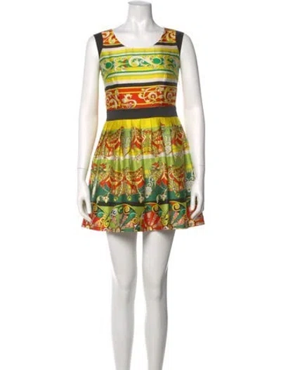 Pre-owned Dolce & Gabbana Silk Mini Dress In Yellow