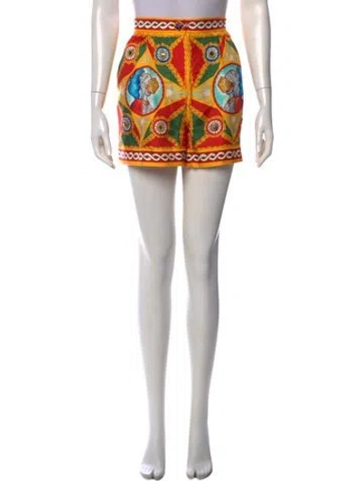 Pre-owned Dolce & Gabbana Silk Mini Shorts In Orange