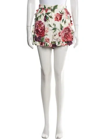 Pre-owned Dolce & Gabbana Silk Mini Shorts In White