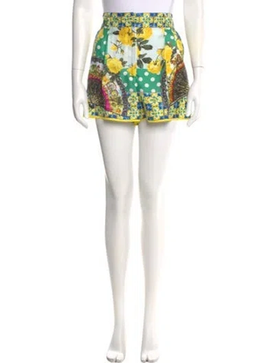 Pre-owned Dolce & Gabbana Silk Mini Shorts In Yellow