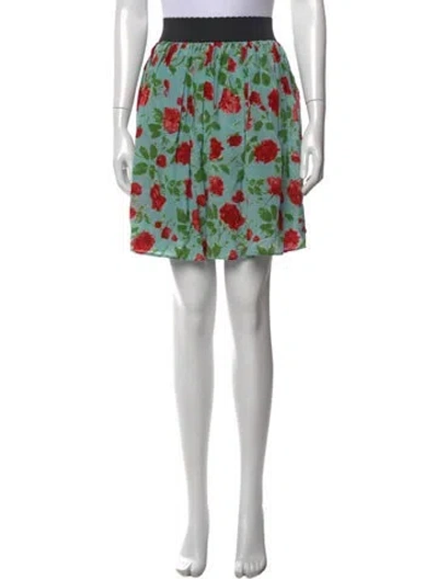 Pre-owned Dolce & Gabbana Silk Mini Skirt In Blue