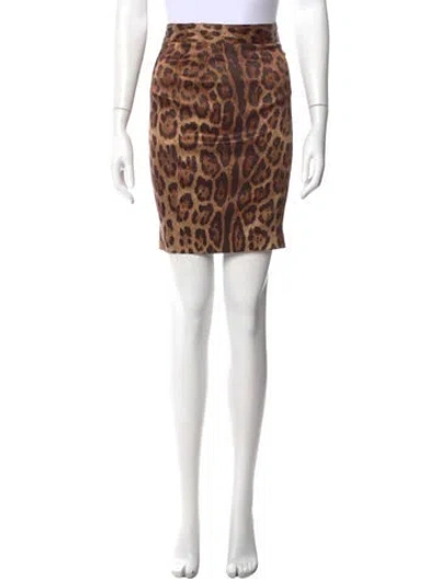 Pre-owned Dolce & Gabbana Silk Mini Skirt In Brown
