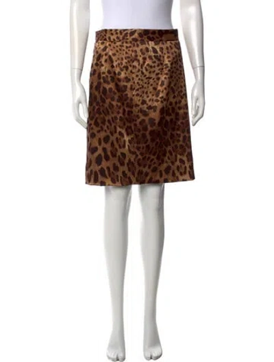 Pre-owned Dolce & Gabbana Silk Mini Skirt In Brown