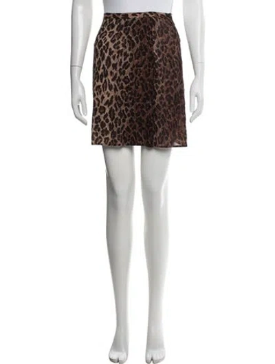 Pre-owned Dolce & Gabbana Silk Mini Skirt In Brown
