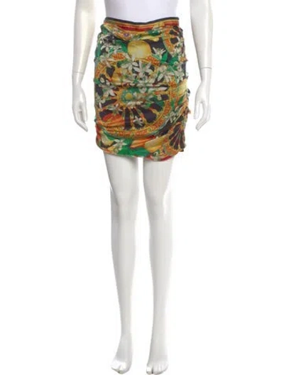 Pre-owned Dolce & Gabbana Silk Mini Skirt In Yellow