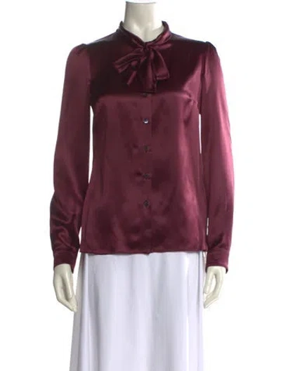 Pre-owned Dolce & Gabbana Silk Mock Neck Blouse In Purple