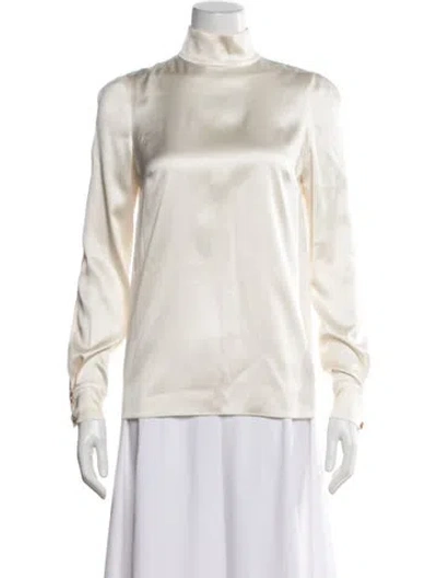 Pre-owned Dolce & Gabbana Silk Mock Neck Top In Neutral